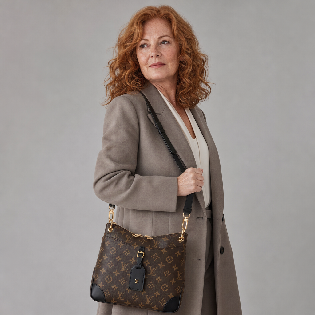 Monogram Crossbody Bag with Buckle Tab — editorial carried