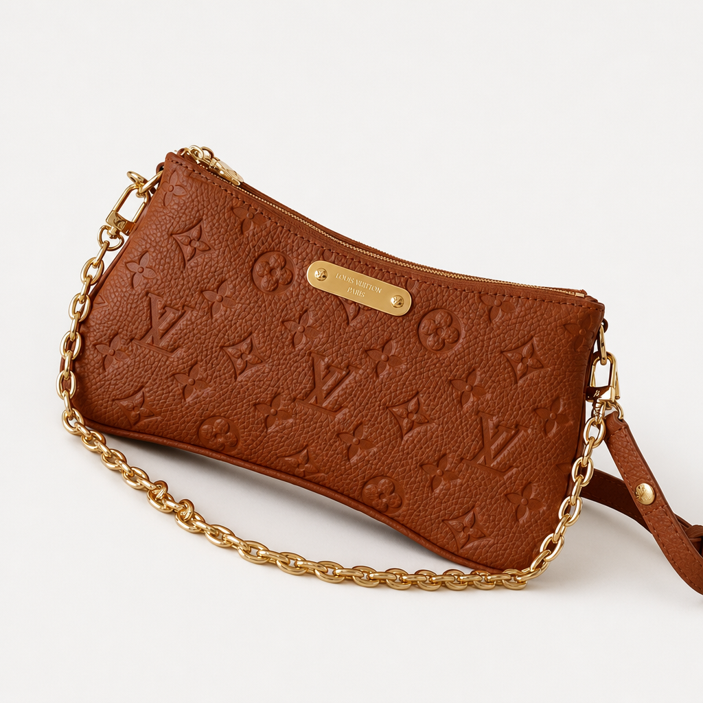 Embossed Monogram Chain Wristlet — detail