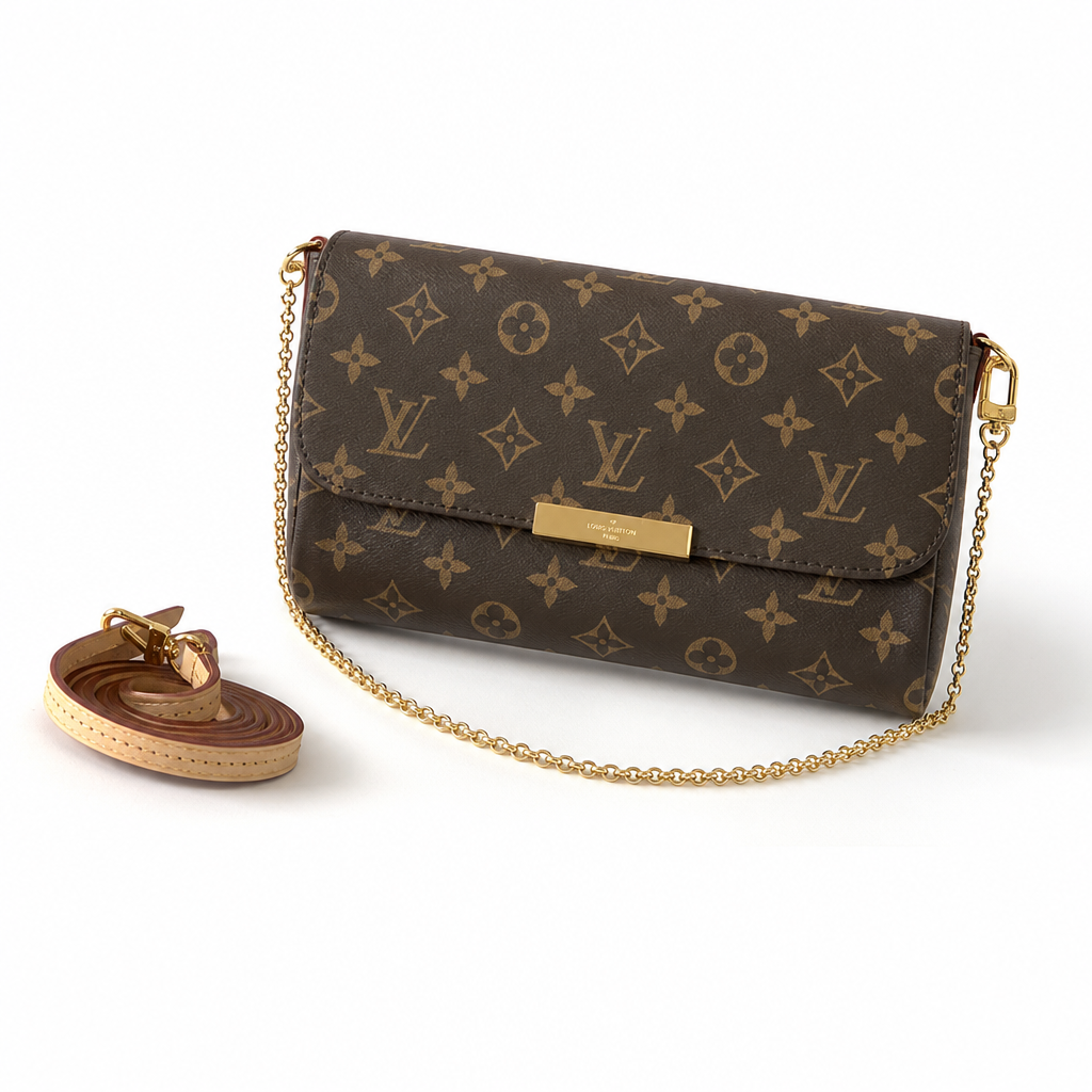 Brown Monogram Flap Chain Shoulder Bag — detail