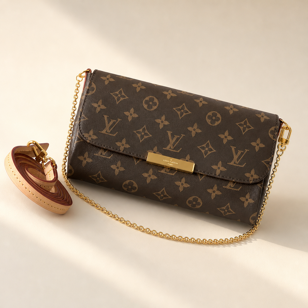 Brown Monogram Flap Chain Shoulder Bag — hero