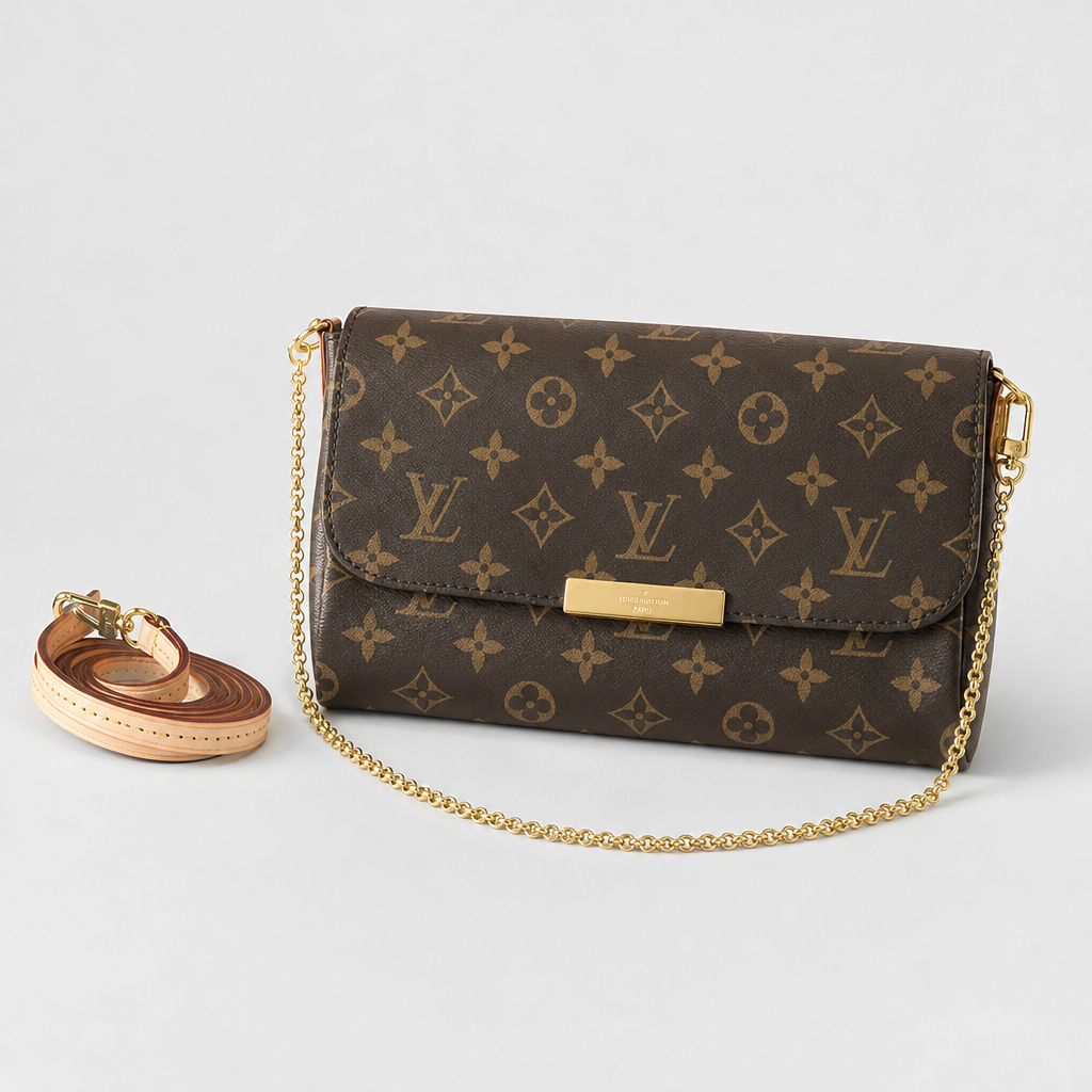 Brown Monogram Flap Chain Shoulder Bag — variant 001