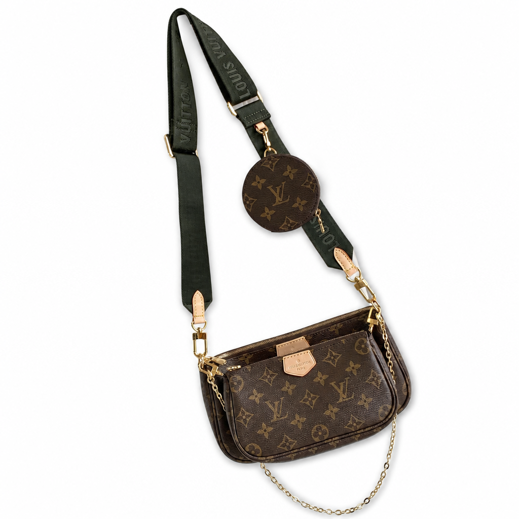 Monogram Zip Pouch Bag with Coin Case — detail