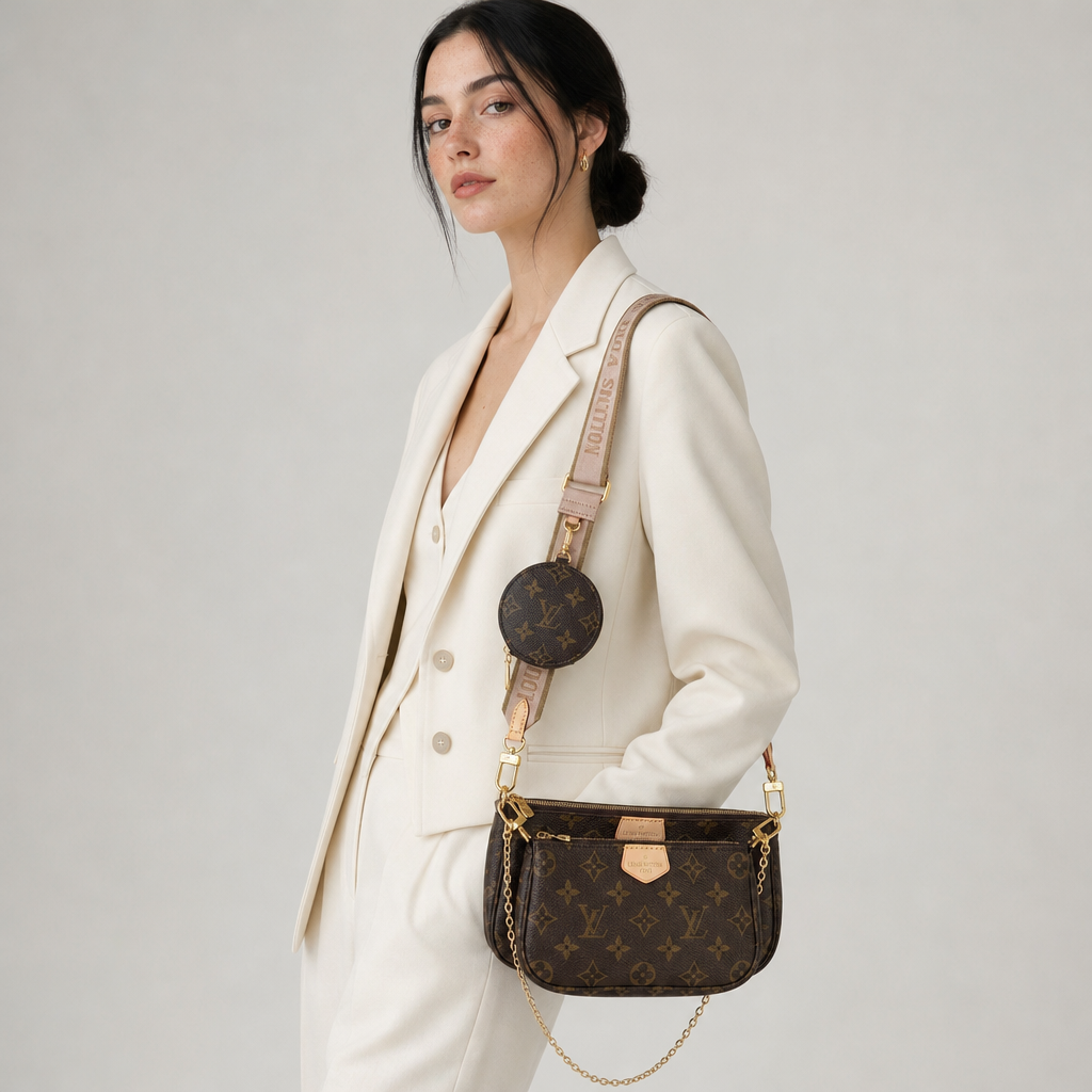 Monogram Zip Pouch Bag with Coin Case — editorial carried