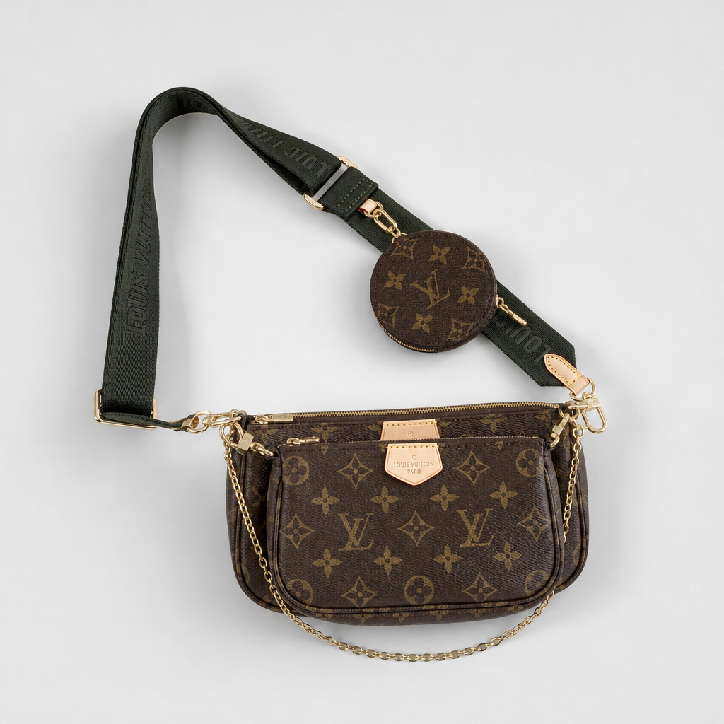 Monogram Zip Pouch Bag with Coin Case — variant 002