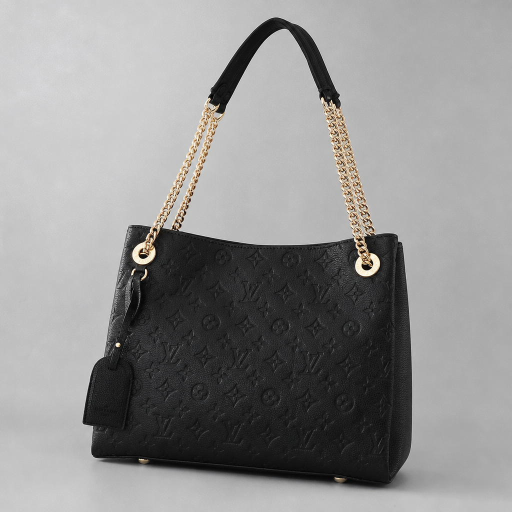 Monogram Chain-Handle Shoulder Tote — detail