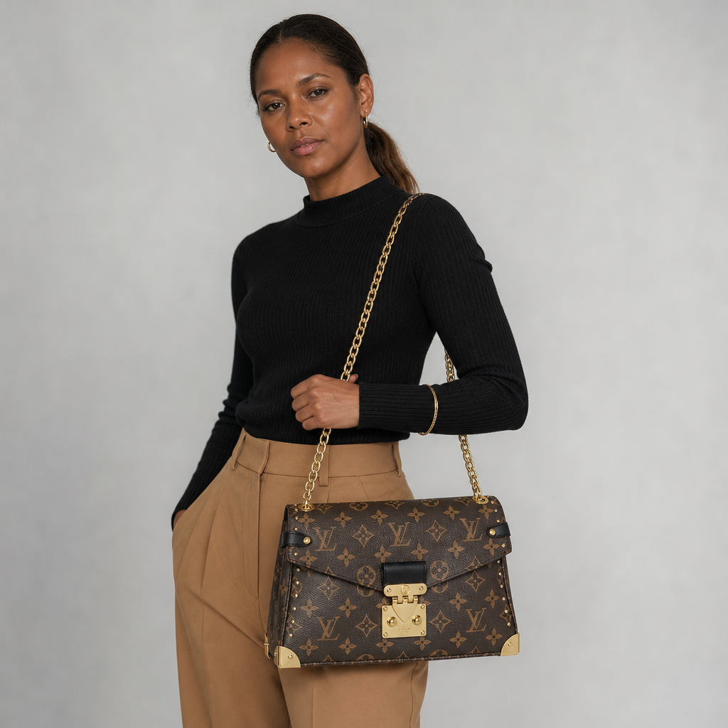 Monogram Chain Trunk Shoulder Bag — editorial carried