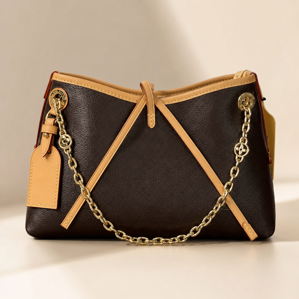 Chain-Accent Drawstring Shoulder Bag — hero