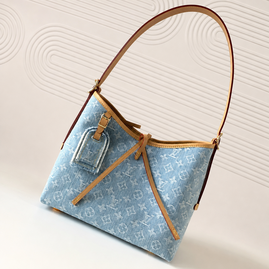 Diagonal-Trim Monogram Shoulder Bag — detail
