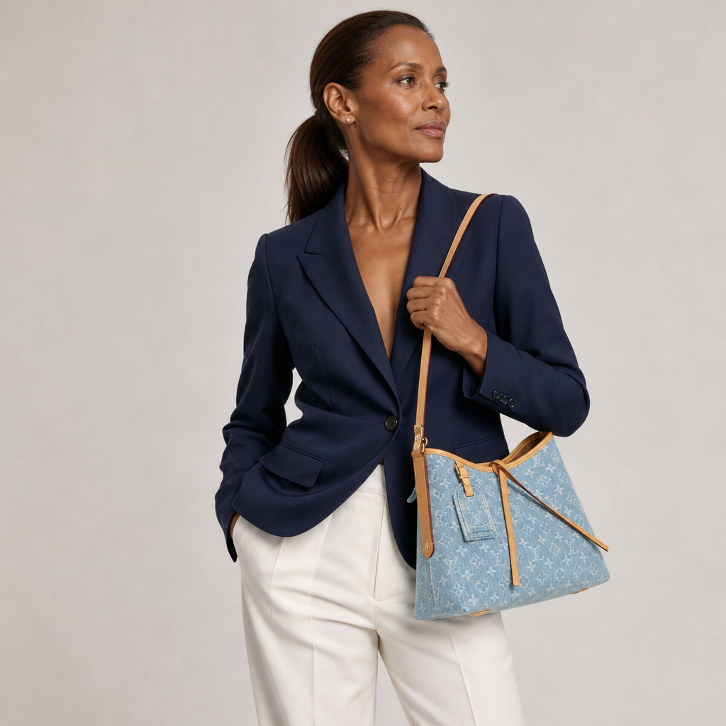 Diagonal-Trim Monogram Shoulder Bag — editorial carried