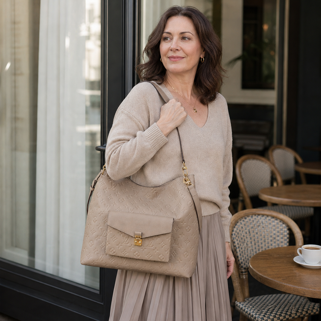 Leather Hobo Bag with Front Pocket — lifestyle