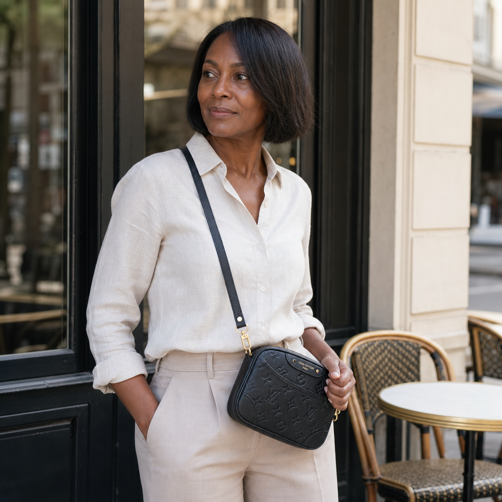 Embossed Monogram Top-Handle Crossbody — lifestyle