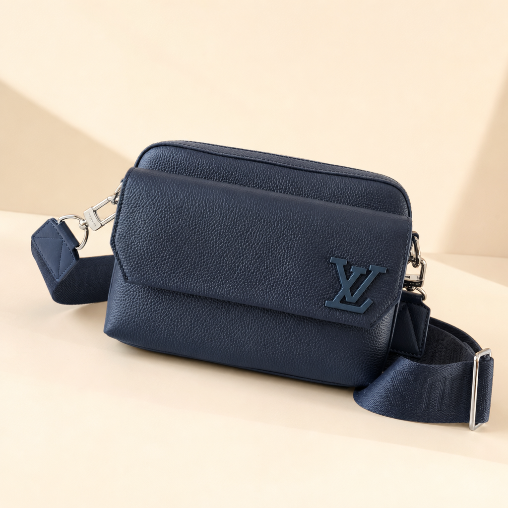 Black Leather Flap Shoulder Bag — hero
