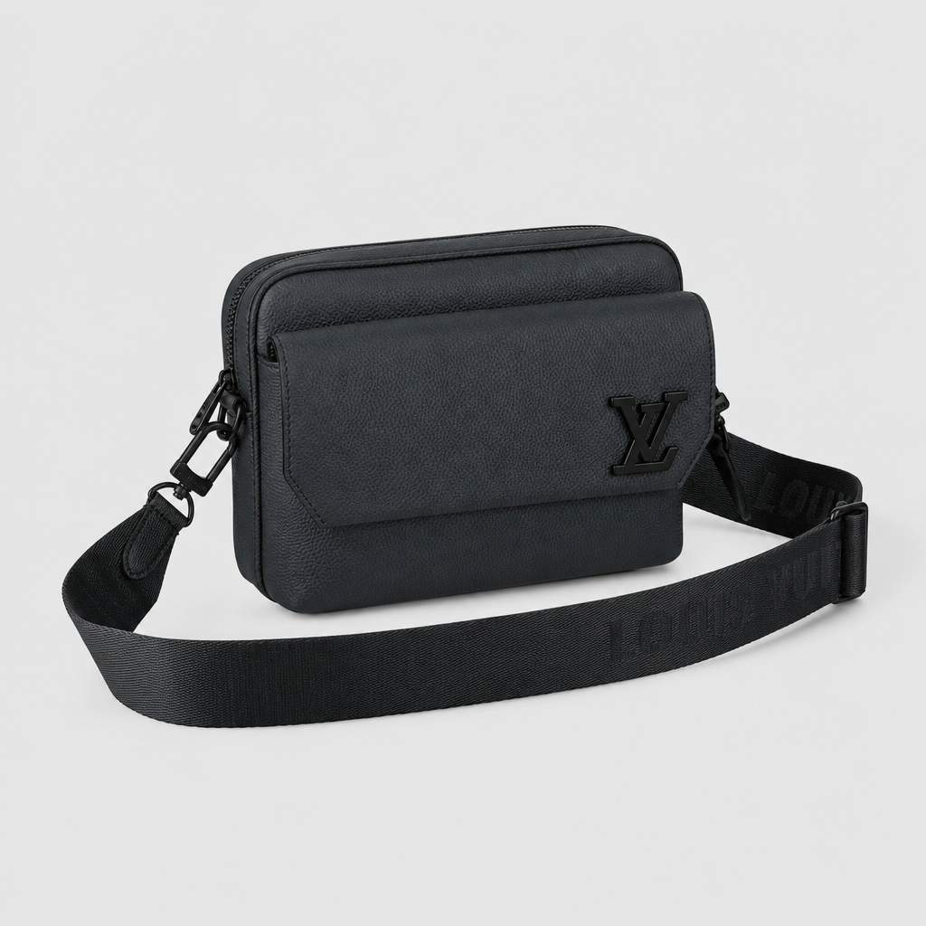 Black Leather Flap Shoulder Bag — variant 002