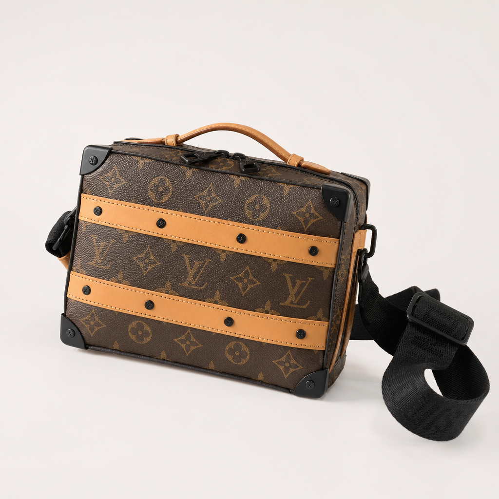 Monogram Leather Box Trunk Bag — detail