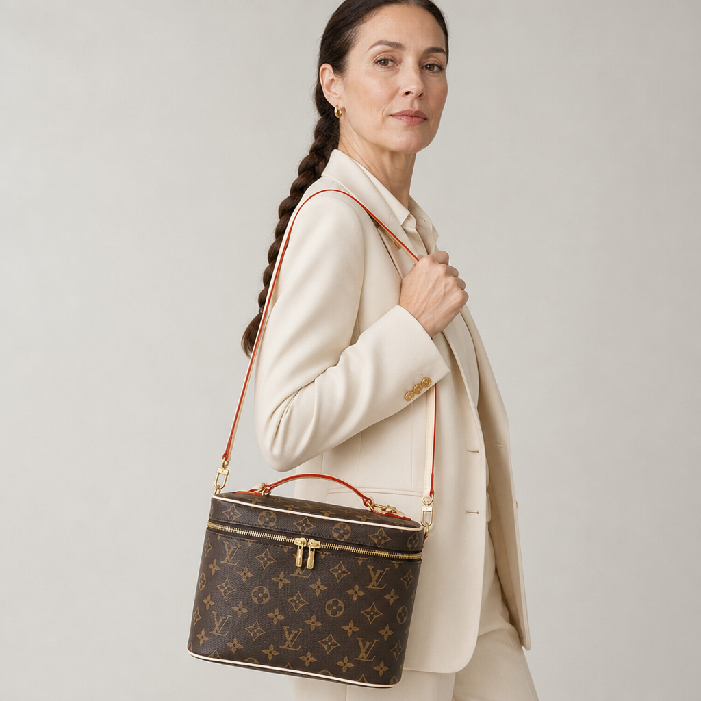 Monogram Vanity Case Bag — editorial carried