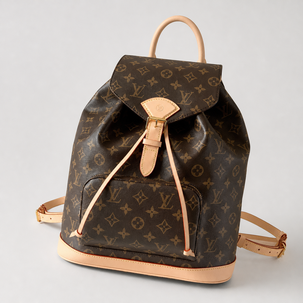 Leather Drawstring Flap Backpack — variant 001