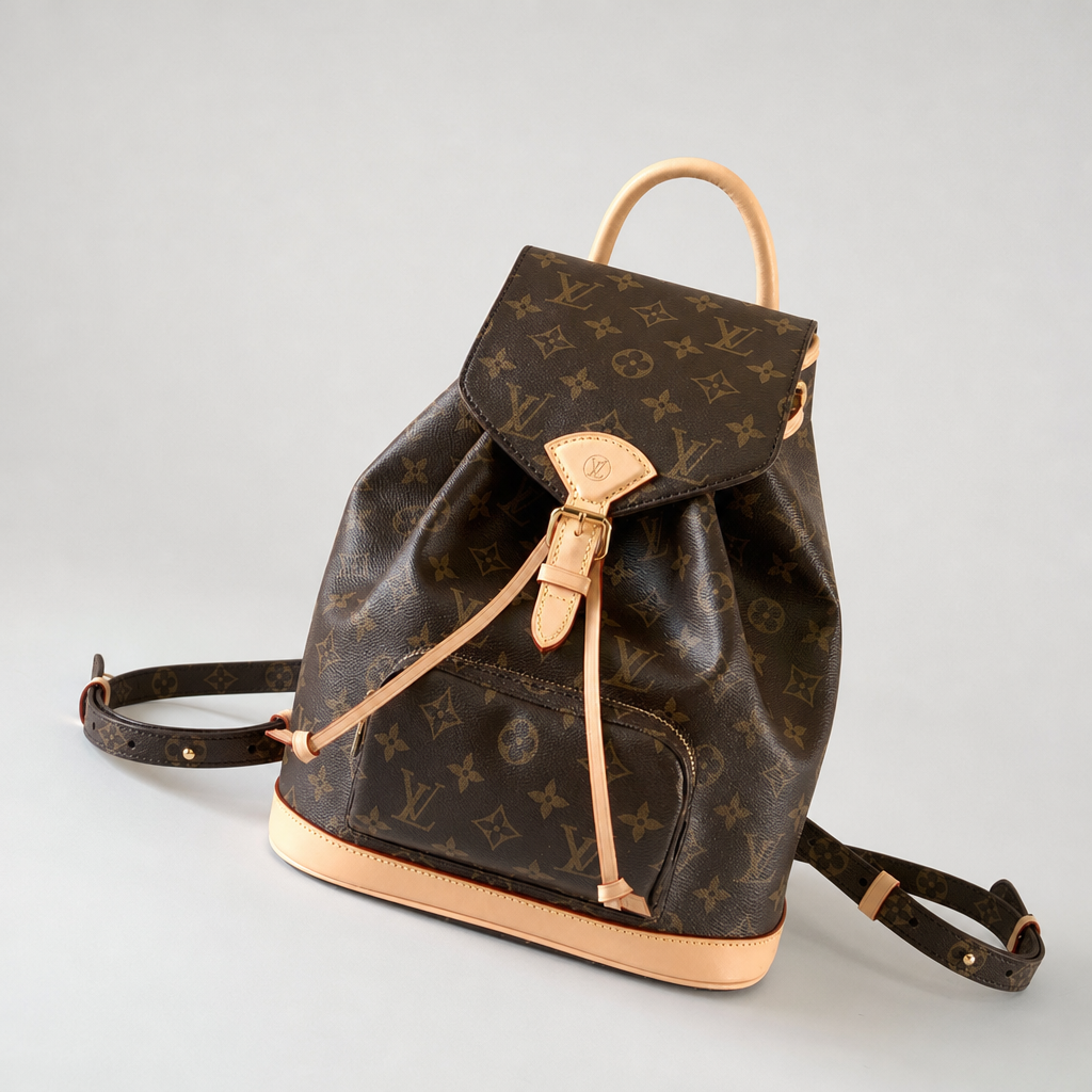Leather Drawstring Flap Backpack — variant 002