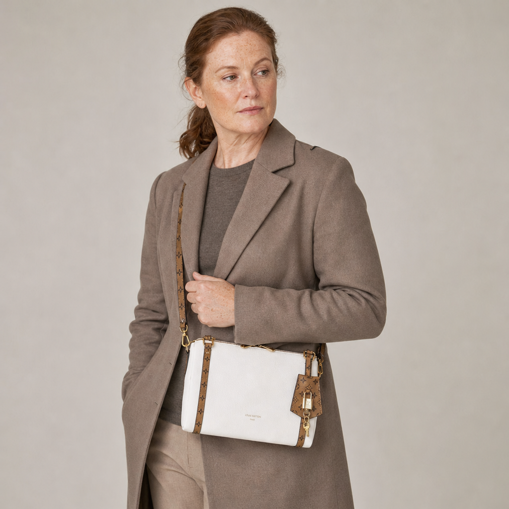 Monogram-Trim Zip Pouch — editorial carried