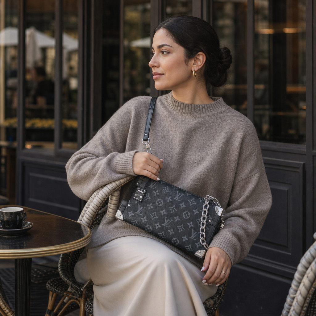 Monogram Triangle Chain Shoulder Bag — lifestyle