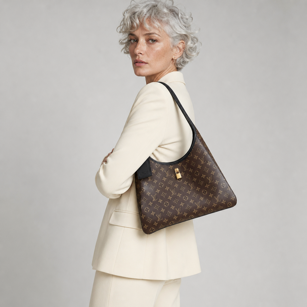 Monogram Zip-Top Shoulder Bag — editorial carried