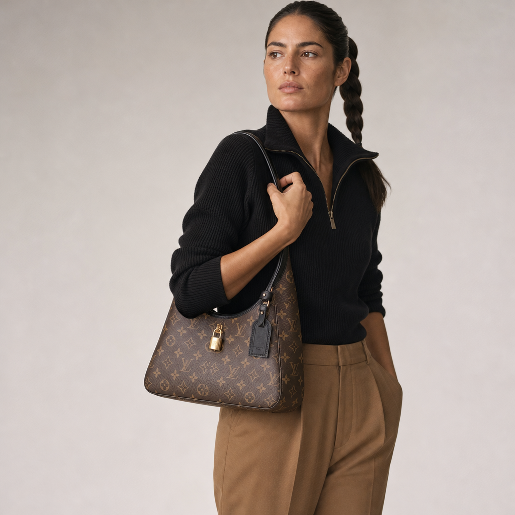 Monogram Hobo Bag with Short Strap — editorial carried