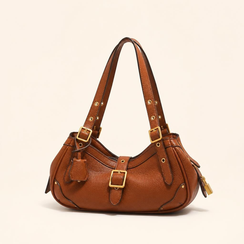 Luxury variant anchor — Brown — Buckle-Detail Slouchy Shoulder Bag