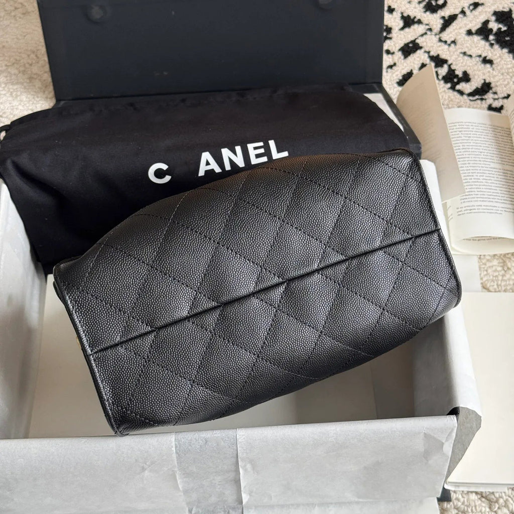 Quilted Bucket Bag — Black & Pastels
