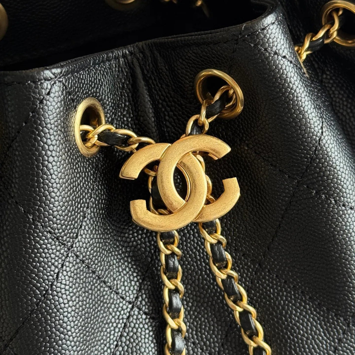 Quilted Bucket Bag — Black & Pastels