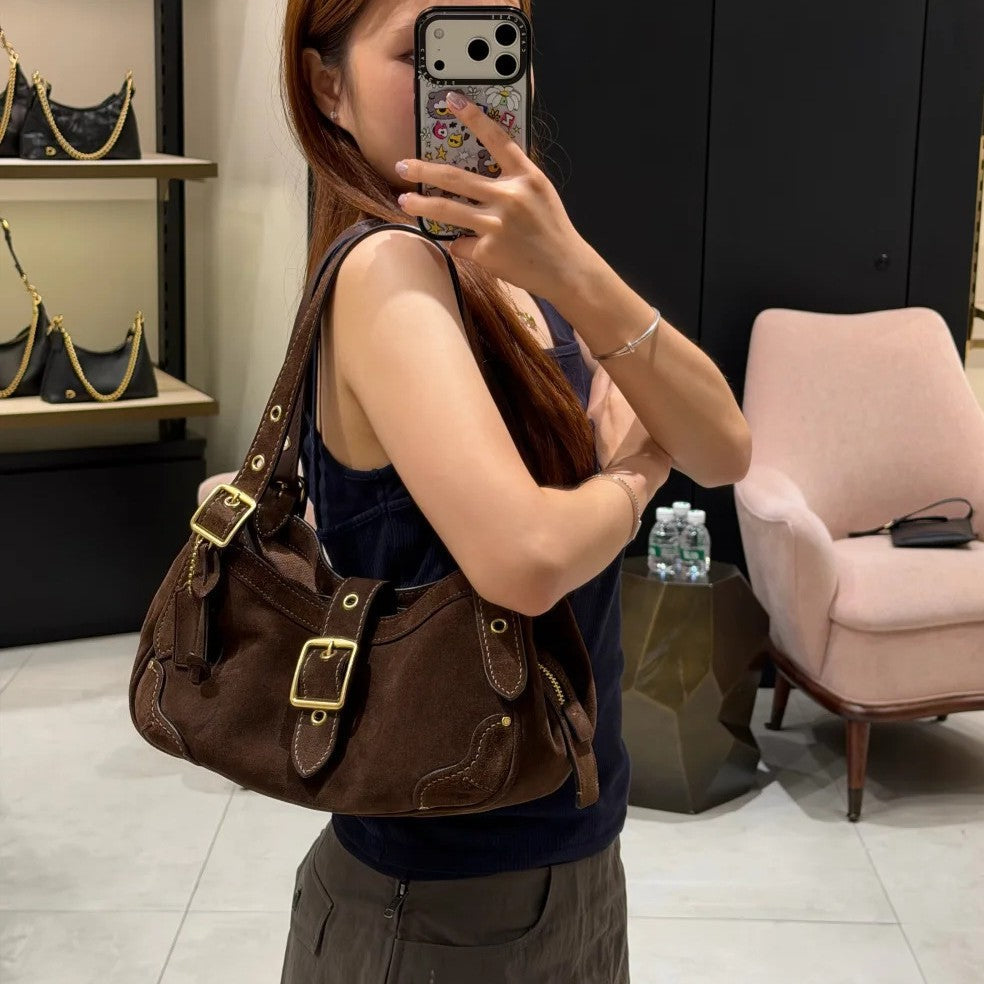 Genuine Leather Drifter31 Vintage Underarm Bag Maillard Style Cowhide Biker Bag Light Luxury Niche Vintage Shoulder Bag