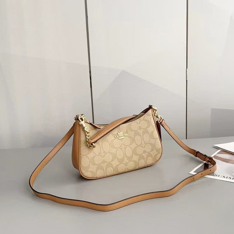 Koujia New Teri24 Underarm Bag Classic Monogram Print Mahjong Bag Commuter Versatile Crossbody Crescent Women's Bag