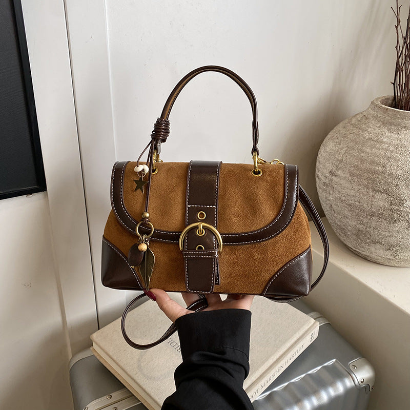 Demi-season matte handheld shoulder bag, high-end