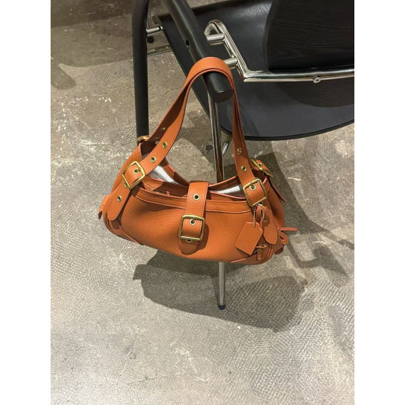Genuine Leather Drifter31 Vintage Underarm Bag Maillard Style Cowhide Biker Bag Light Luxury Niche Vintage Shoulder Bag
