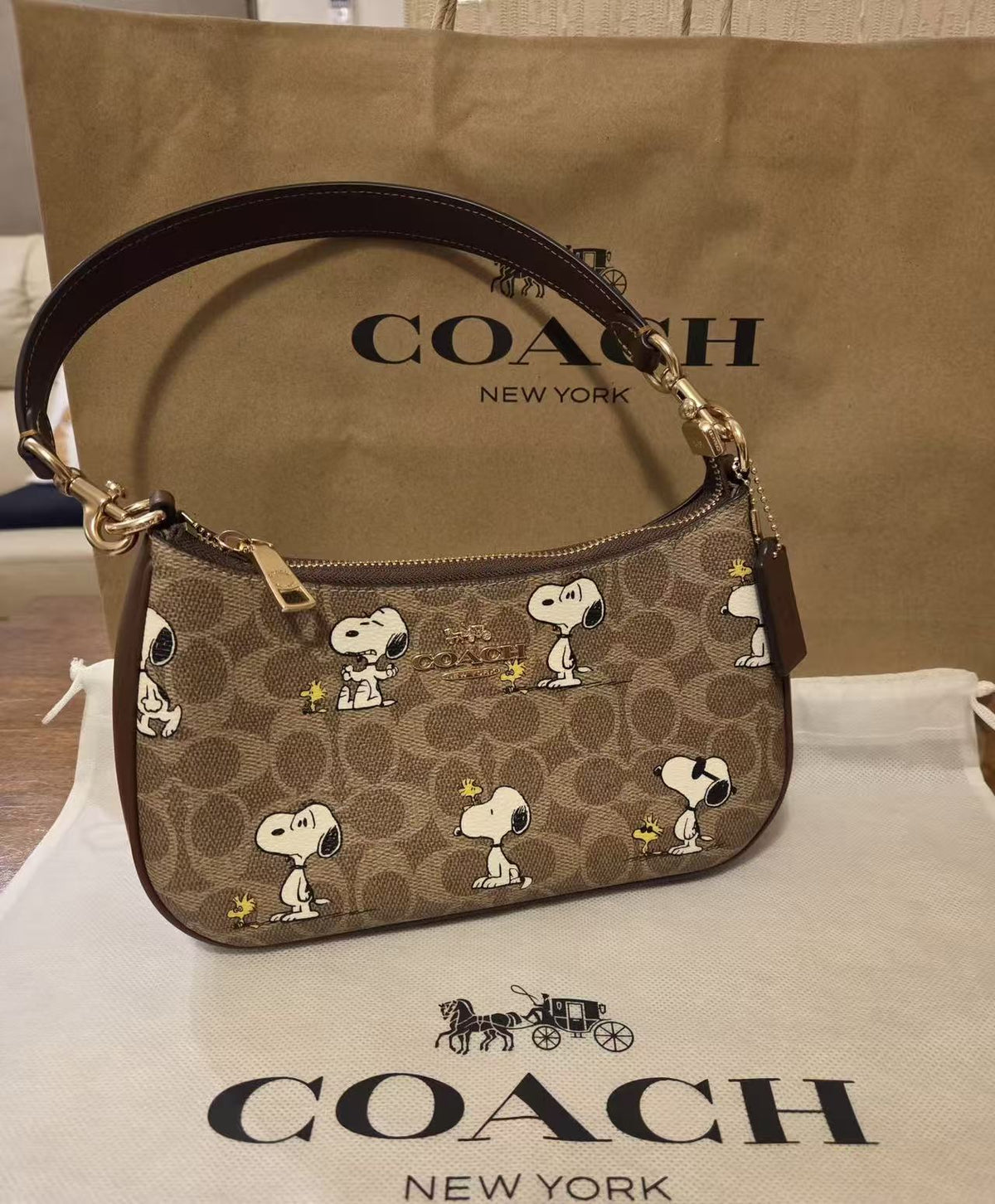 Koujia New Teri24 Underarm Bag Classic Monogram Print Mahjong Bag Commuter Versatile Crossbody Crescent Women's Bag