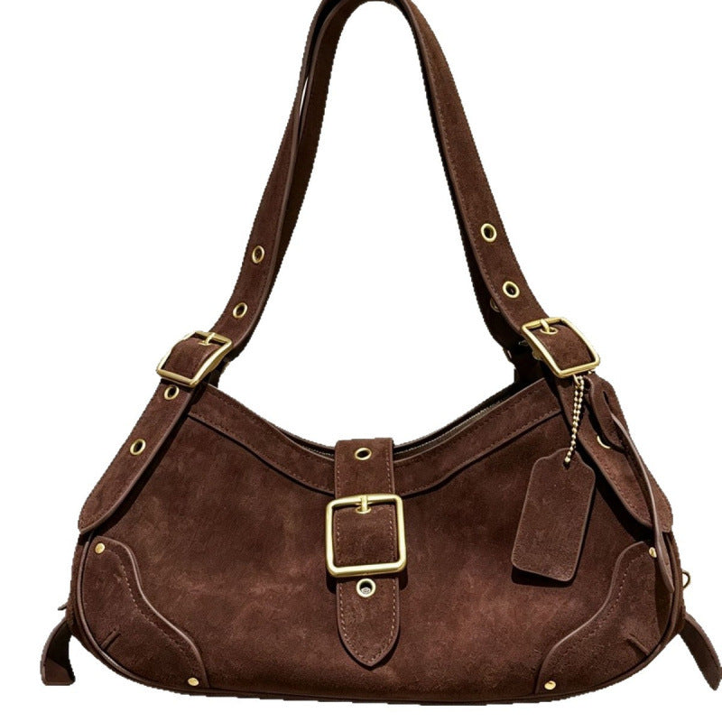 Genuine Leather Drifter31 Vintage Underarm Bag Maillard Style Cowhide Biker Bag Light Luxury Niche Vintage Shoulder Bag