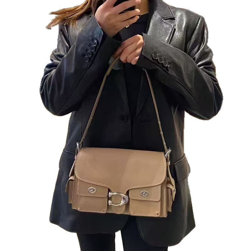 Textured Trendy Niche Underarm Bag Women's 2025 New Niche Design Biker Bag Versatile Shoulder Crossbody Small Square Bag