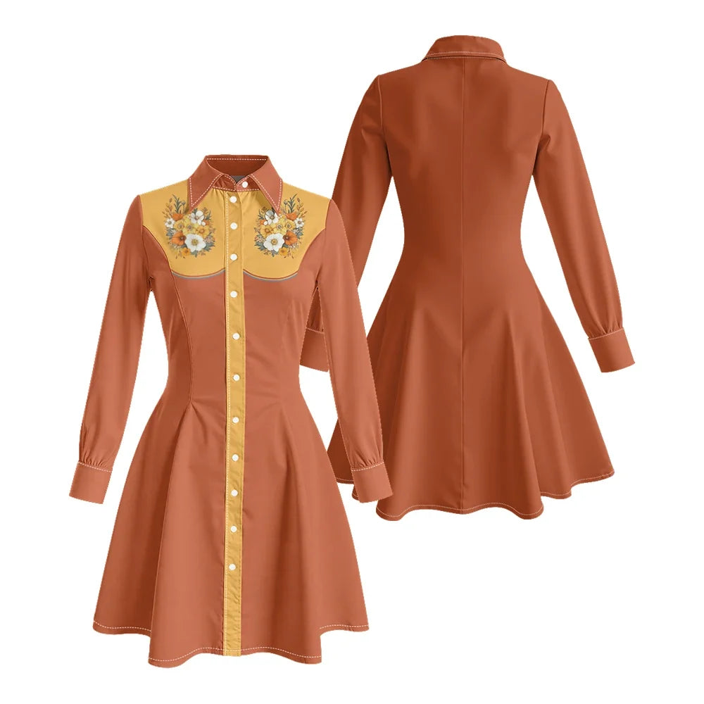 Western Fit-And-Flare Shirt Dress