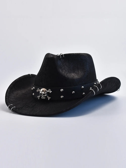 Studded Faux Leather Cowboy Hat