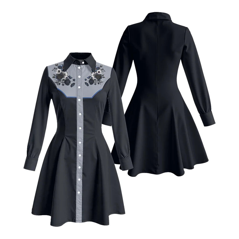 Western Fit-And-Flare Shirt Dress