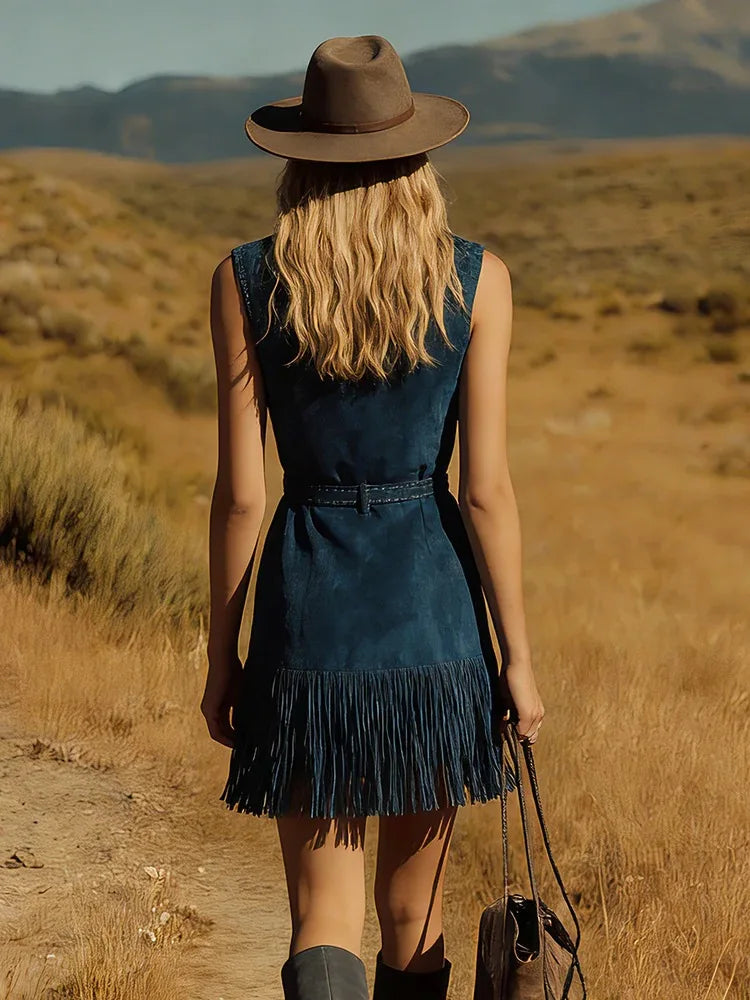 Western Fringe Mini Dress