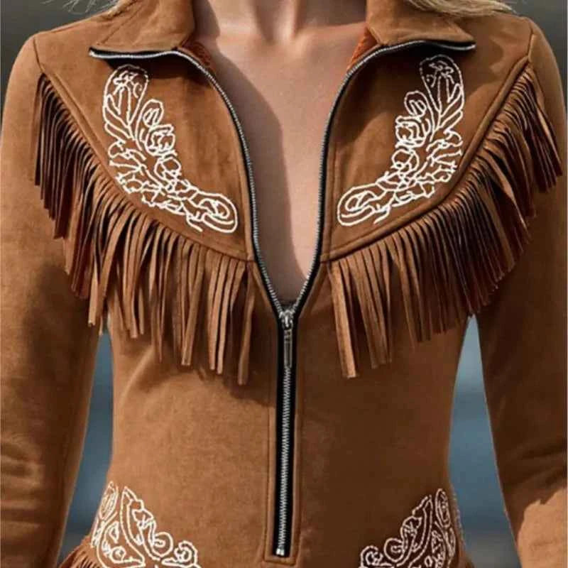 Caramel Tassel Zip Dress