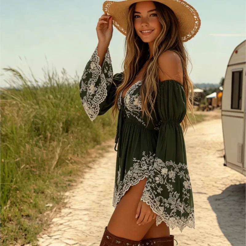 Off-the-Shoulder Babydoll Mini Dress