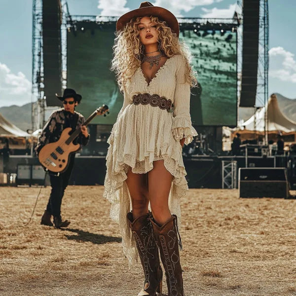 Bohemian High-Low Ruffle Dress