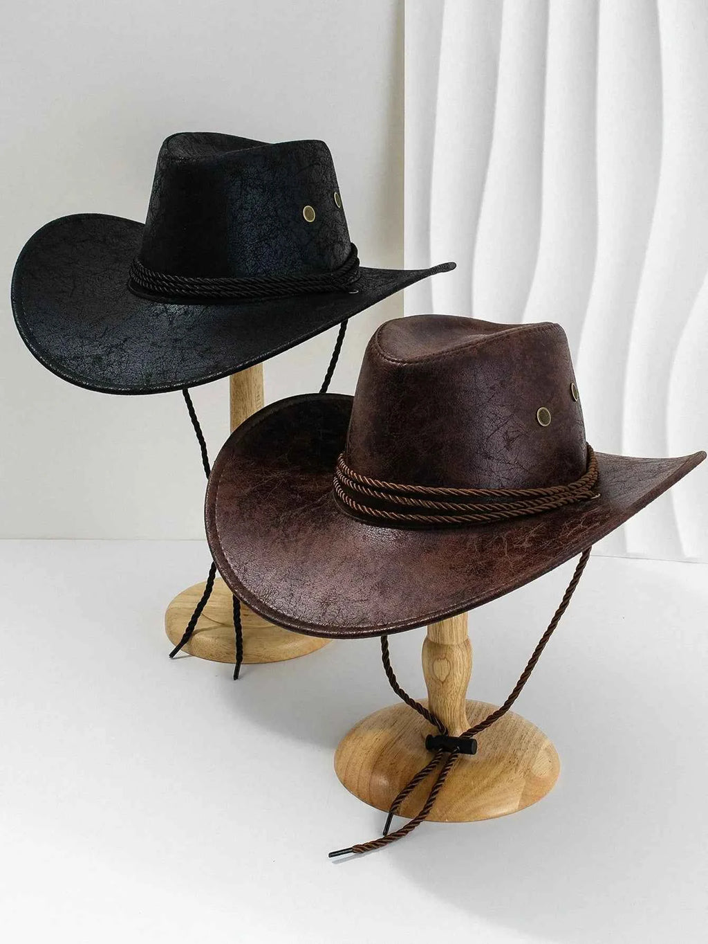 Faux Leather Western Cowboy Hat
