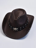 Studded Faux Leather Cowboy Hat