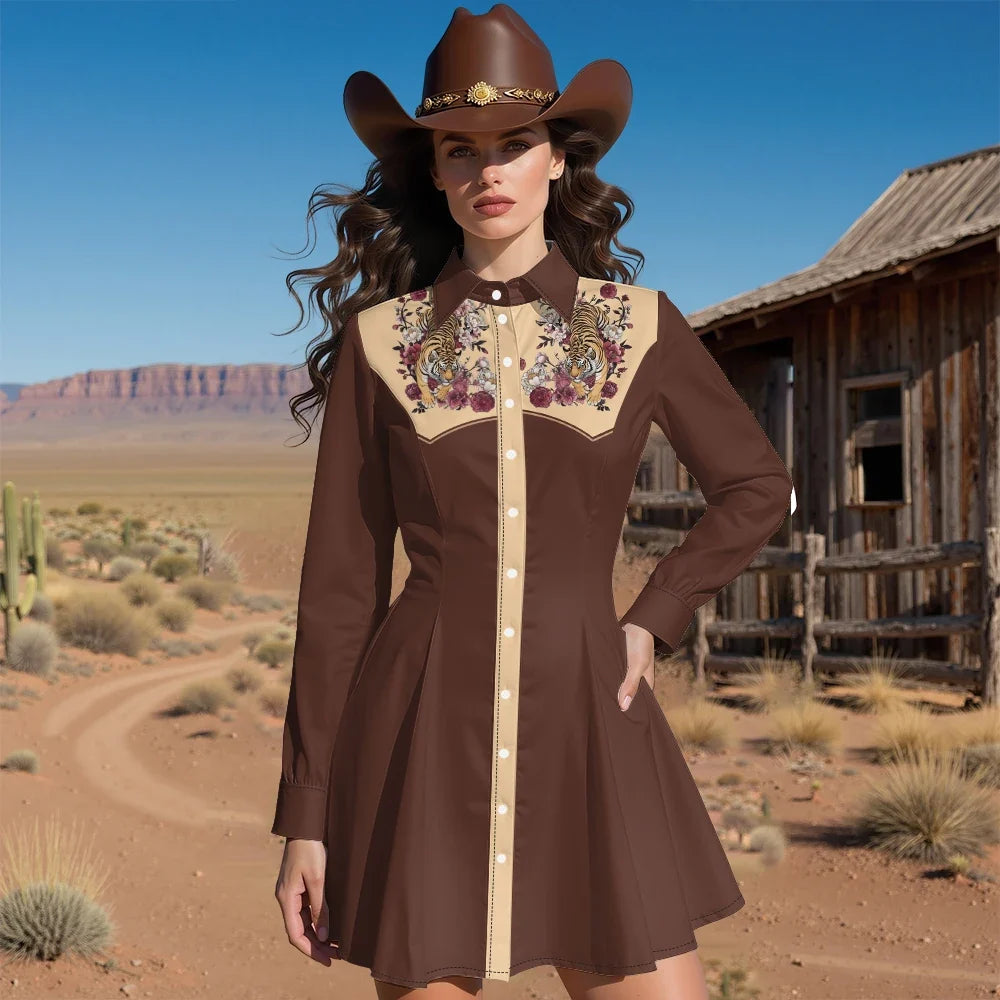 Western Fit-And-Flare Shirt Dress