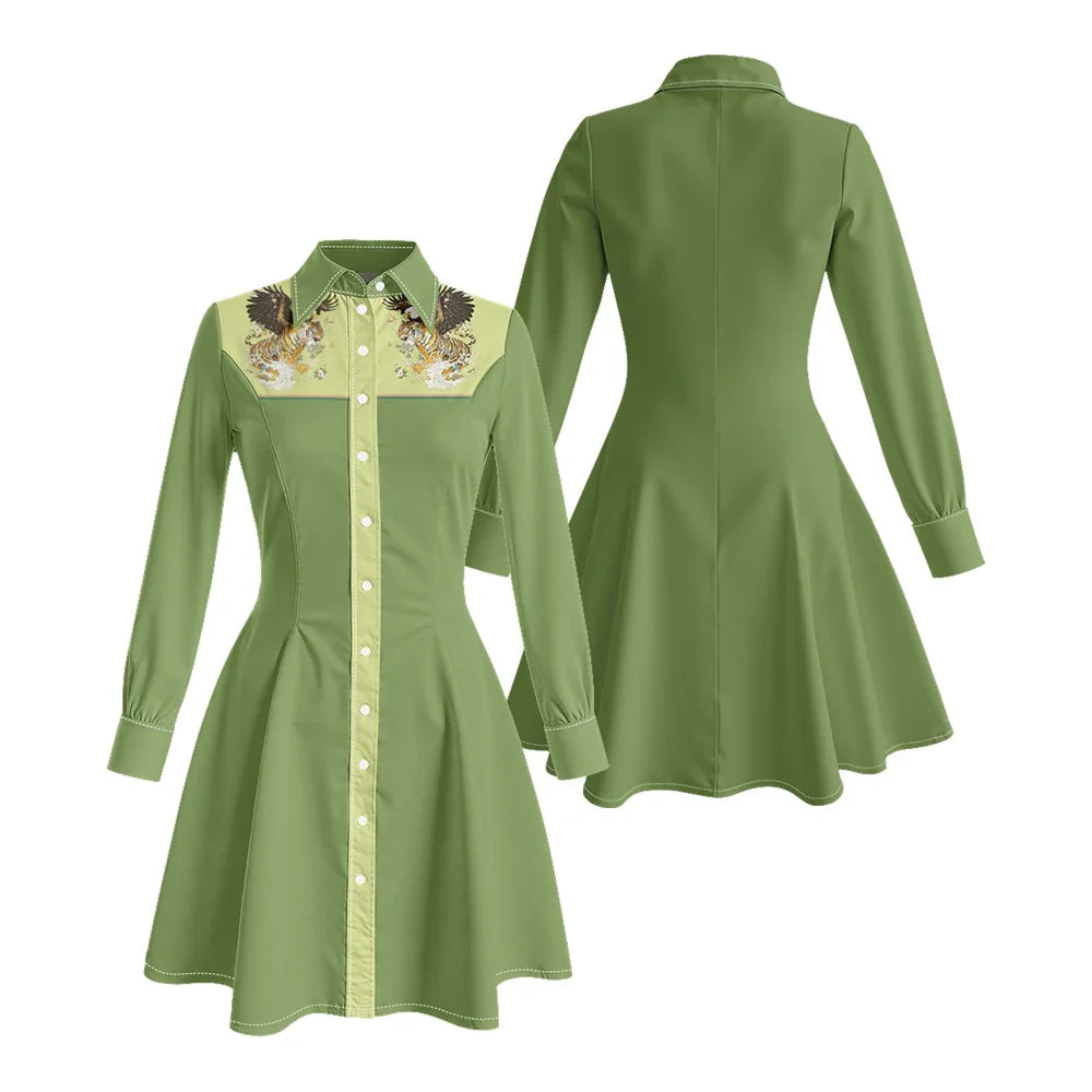 Western Fit-And-Flare Shirt Dress
