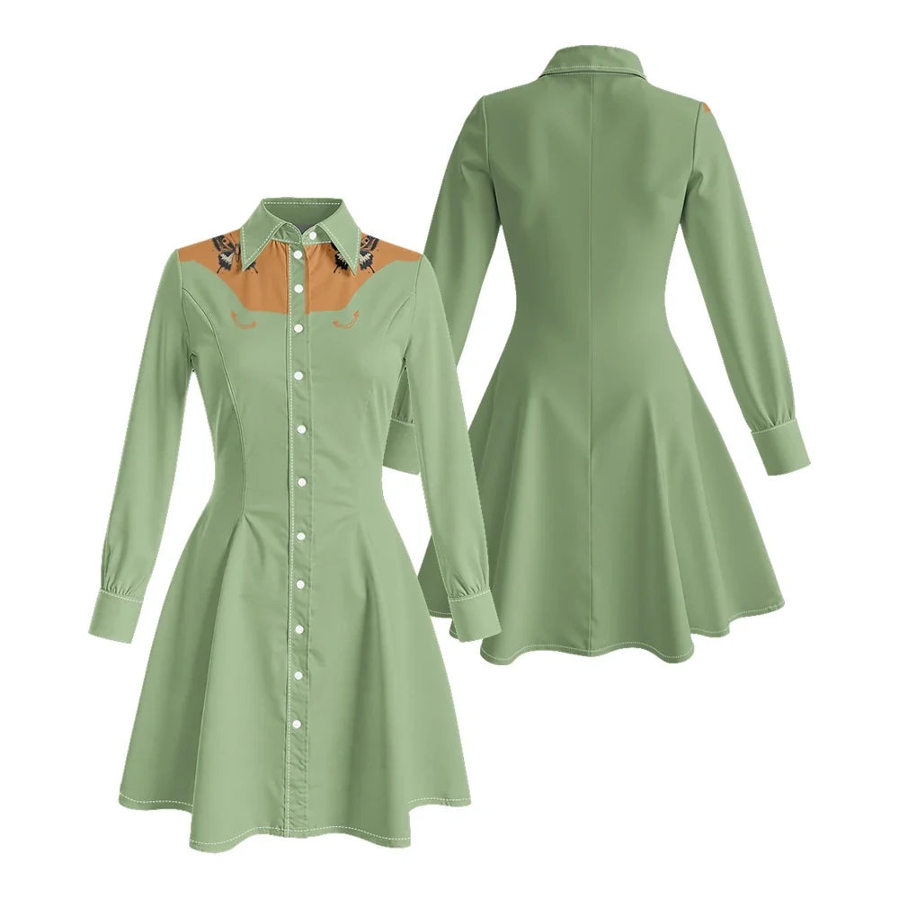 Western Fit-And-Flare Shirt Dress
