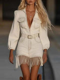 Tassel Lapel Mini Dress