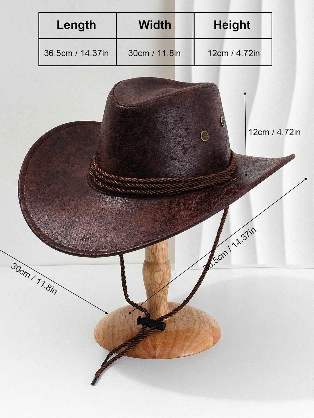 Faux Leather Western Cowboy Hat