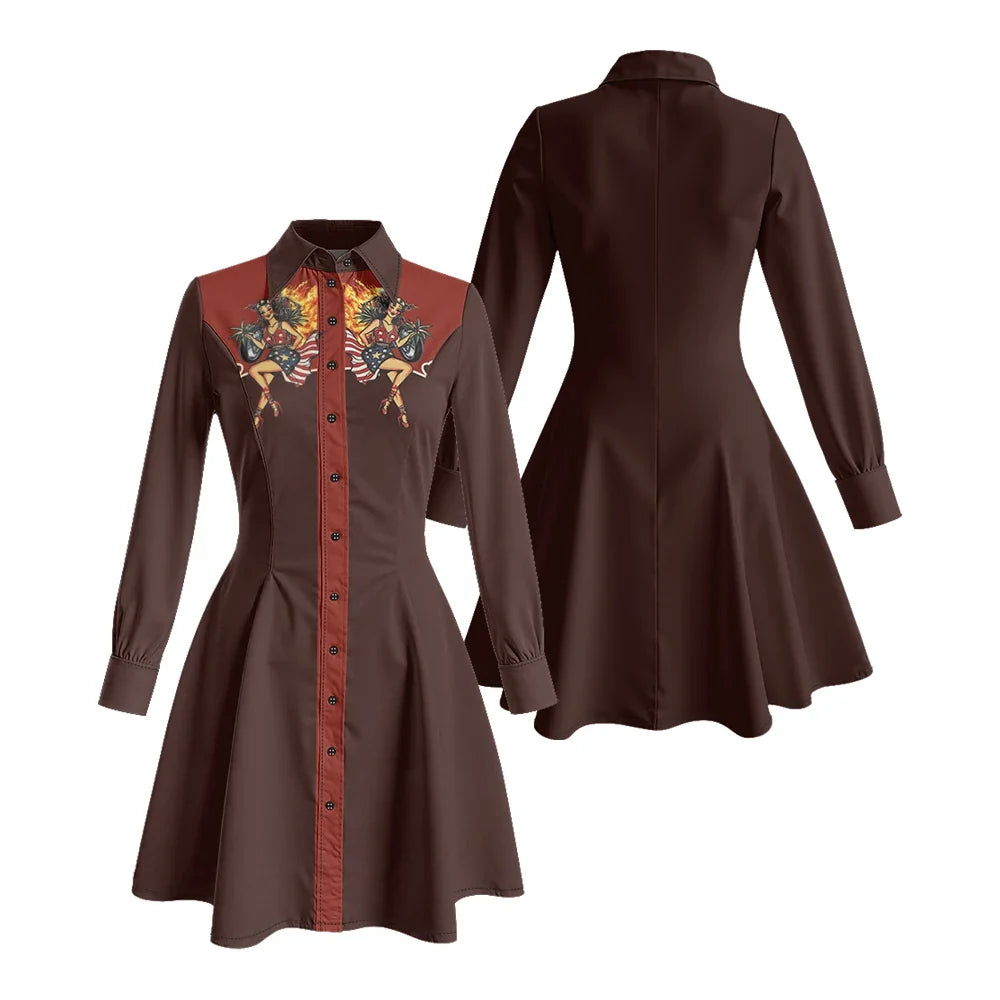 Western Fit-And-Flare Shirt Dress